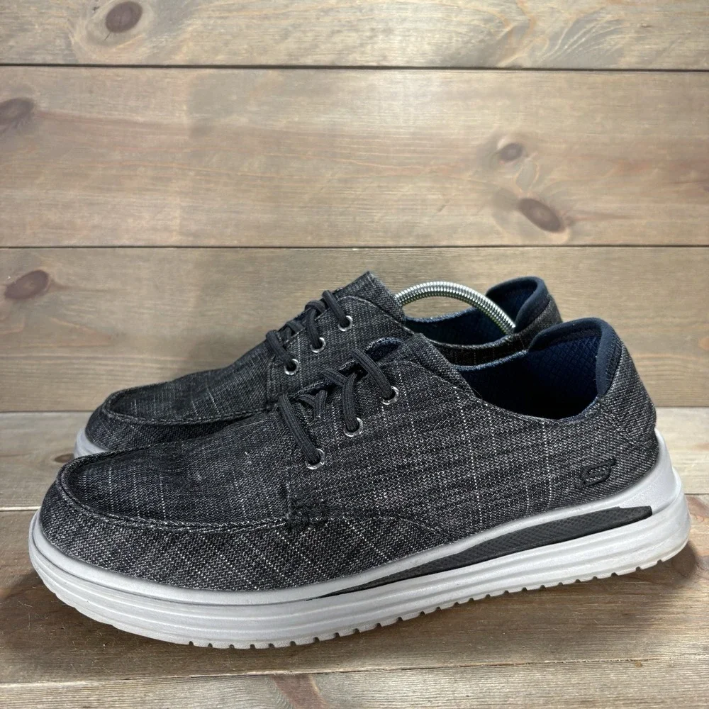 skechers proven rolenzo mens size 12 shoes black slip on comfort sneakers